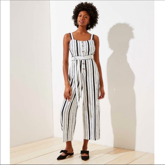 LOFT Pants - LOFT linen blend stripe jumpsuit